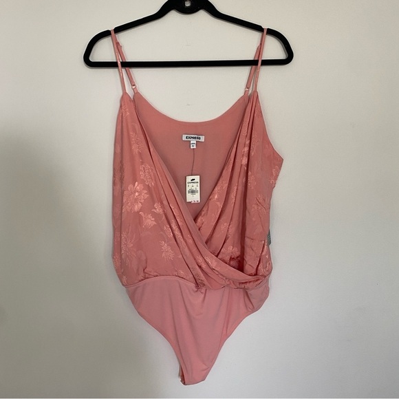 Express Tops - Express Light Pink Floral Bodysuit